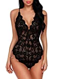Avidlove Women Teddy Lingerie One Piece Babydoll Bodysuit Romper,Large,Black