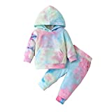 Newborn Infant Baby Girls Sweatshirts Tie Dye Sweatsuit Hoodies Tops Pants 2Pc Tracksuit Fall Winter Clothes Set (Green, 0-6 Months)