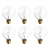 G25 Clear Globe Incandescent Light Bulb, 60 Watt, 2700K Soft White, E26 Medium Base, 360 Lumens, 130V (6 Pack)