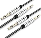 2 Pack Aux Cable for Car 6ft Cellularize Nylon Braided [Copper Shell Hi-Fi Sound] 3.5mm Male to Male Auxiliary Audio Cord for Car/Home Stereos Speakers Headphones Android Sony Beats - Black
