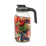 County Line Kitchen - Heavy Duty Glass Mason Jar Pitcher - Wide Mouth, 2 Quart (64 oz / 1.9 Liter), Gray