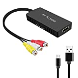 RuiPuo RCA to HDMI Converter, AV to HDMI Adapter, Composite to HDMI Adapter Support 1080P, PAL/ NTSC Compatible with WII/WII U/PS one/PS2/PS3/STB/Xbox/VHS/VCR/Blue-Ray DVD ect.