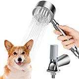 Faveetie Dog Shower Attachment for Bathtub Faucet, with Massage Shower Head & 1.5m Hose & Bathtub Diverter, Pet Combing Shower Sprayer Connect on Tub Spout for Washing Pet, Cleaning Tub, Baby Bath