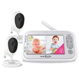 Baby Monitor, JLB7tech 5' Split Screen,Video Baby Monitor with 2 Cameras and Audio,Night Vision,Two-Way Talk,Long Range,Feeding Time,Lullabies,Temperature Detection,Power Saving/Vox,Zoom in
