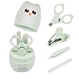 GLOVAL BABY Baby Nail Kit, Baby Manicure Kit and Pedicure kit with Cute Owl Shape Case. Baby Nail Clipper, Scissor, Baby Nail File & Tweezer for Newborn, Infant & Toddler (Green)