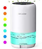 SEAVON 35oz Dehumidifiers for Home, 2500 Cubic Feet (260 sq ft), Quiet Dehumidifier with Two Modes and 7 Color LED Lights, Portable Small Dehumidifiers for Bedroom Bathroom Basements Closet RV