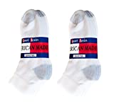 $averPak 6 Pack - American Made Cotton Blend Athletic Ankle Socks 6 Pair White with Grey Heel and Toe (Sock Size 9-11)
