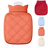 Redify Small Hot Water Bottle Bag for Hot & Cold Compress with Cover,Microwave Heating Soft Environment-Friendly Silicone for Babies Kids,Mini Hot Wate Bottle for Travel and Pain Relief,Holiday Gifts