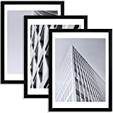 ELSKER&HOME 18x24 Poster Frame Black 3 Pack, Display Pictures 16x20 with Mat or 18x24 Photos without Mat Set of 3, Include 3 Wall Art Prints, Horizontal and Vertical Wall Mounting