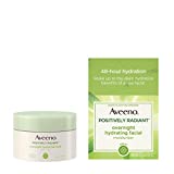 Aveeno Positively Radiant Overnight Hydrating Facial Moisturizer with Soy Extract and Hyaluronic Acid, Oil-Free and Non-Comedogenic, 1.7 oz