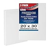 U.S. Art Supply 20 x 30 inch Stretched Canvas 12-Ounce Triple Primed, 3-Pack - Professional Artist Quality White Blank 3/4' Profile, 100% Cotton, Heavy-Weight Gesso - Acrylic Pouring, Oil Painting