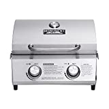 Monument Grills Tabletop Propane Gas Grill for Outdoor Portable Camping Cooking with Travel Locks, Stainless Steel High Lid, and Built in Thermometer