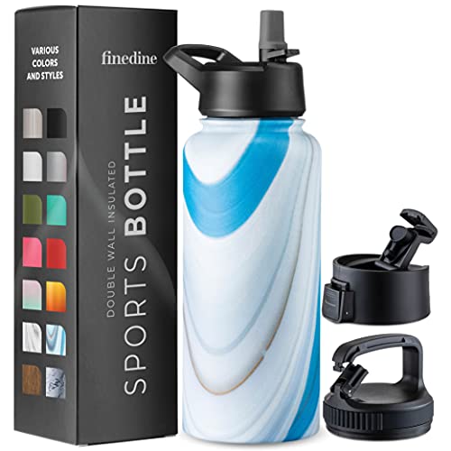 Triple-Insulated Stainless Steel Water Bottle with Straw Lid - Flip-Top Lid - Wide-Mouth Cap (32 Oz) Insulated Water Bottles, Keeps Hot and Cold - Sports Canteen Water Bottle Great for Hiking & Biking