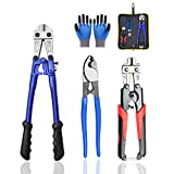 180° |Bolt Cutter Pliers Set | 14' Bolt Cutter |8' Bolt Cutters |8' High Leverage Cable Cutter with Cut Locks |Cutting Wires, Bolts, Rods, Rivets and Chain | All in a Storage Bag with Work Gloves