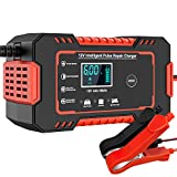 Car Battery Charger, 12V 6A Smart Battery Trickle Charger Automotive 12V 24V Battery Maintainer Desulfator with Temperature Compensation for Car Truck Motorcycle Lawn Mower Marine Lead Acid Batteries