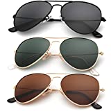 KALIYADI Classic Aviator Sunglasses for Men Women Driving Sun glasses Polarized Lens 100% UV Blocking (3 Pack) 58mm