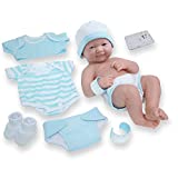 8 piece Layette Baby Doll Gift Set | JC Toys - La Newborn Nursery | 14' Life-Like Smiling Newborn Doll w/ Accessories | Blue | Ages 2+