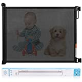 Babepai Retractable Baby Gate Wide Safety Mesh Gate Easy to Roll and Latch for Stairways Doorways Hallways Patios Deck Banisters Flexible and Extensible Pets Gate Up to 54 inch Wide