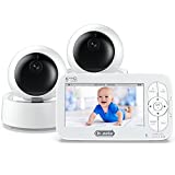 Baby Monitor with Camera and Audio: 5' Large Display 720p HD Baby Monitor with 2 Cameras - 1000ft Range 2 Way Talk Baby Monitor with Remote Pan-Tilt-Zoom and Room Temperature Sensor - No-WiFi