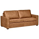 Amazon Brand – Rivet Andrews Contemporary Top-Grain Leather Sofa, 82'W, Cognac