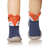 Childrens Kids Toddlers Animal Rubber Sole Non-Skid Indoor Floor Slipper Baby Boy Girls Breathable Cotton Outdoor Shoes Socks (Blue, Insole: 4.92 Inch)