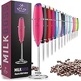 Zulay Classic Coffee Frother Electric - Battery Operated Coffee Blender Handheld - Easy To Use Coffee Whisk Frother - Portable Mini Mixer For Drinks, Coffee, Matcha, Latte (Pink/Purple)