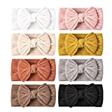 Handmade Baby Headbands Stretchy Nylon Headband with Bows for Newborn Infant Baby Toddler Girls- Pack of 8