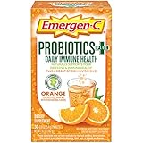 Emergen-C Probiotics+ Vitamin C 250mg, Daily Immune Health Dietary Supplement Drink Mix, Orange, 0.19 Oz, Pack of 30