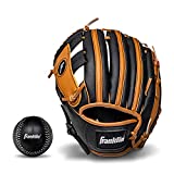 Franklin Sports Kids Baseball Gloves - RTP Youth Teeball Glove + Ball Set - Boys + Girls Teeball Mitt Set - Kids + Toddlers - Left Hand Throw - 9.5' - Tan