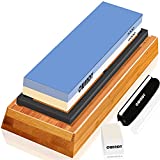 Whetstone Sharpening Stone Kit Dual Sided 1000/6000 Grit Professional Whetstone Knife Sharpener Stone Wet Stone Set Nonslip Bamboo Base Angle Guide, and Fix Stone
