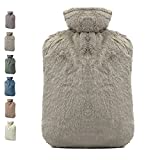 BICAREE Hot Water Bottle with Cover, 2L PVC Hot Water Bag for Neck, Shoulder Pain and Hand Feet Warmer, Menstrual Cramps, Hot Compress and Cold Therapy(Greyish Green)