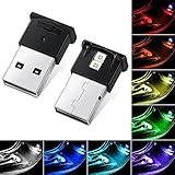Ouzorp 2 Pcs Mini USB LED Light, 8 Colors RGB Car LED Interior Lighting DC 5V Smart USB LED Atmosphere Light Laptop Keyboard Light Home Office Decoration Night Lamp Adjustable Brightness