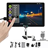 7“ Touch Screen Camera Video Monitor, 3D Lut Built-in 3500mAh Rechargeable Battery Ultra HD 1920 x 1200 IPS 4K Pass-Through HDMI DC Input Output DSLR Camcorder Camera Field Monitor with Tilt Arm