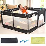 Baby Playpen with Mat, Letfonmo Play Pens for Babies and Toddlers, Baby Play Yards No Gaps, Playpen with Gate, Indoor & Outdoor Kids Activity Center, Safety Baby Fence Play Area for Apartment