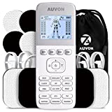 AUVON 4 Outputs H1 TENS Unit 24 Modes Muscle Stimulator for Pain Relief, Rechargeable TENS EMS Machine with Easy-to-Select Button Design, 2X Battery Life, Dust-Proof Bag and 8 Electrode Pads