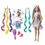 Barbie Fantasy Hair Doll, Blonde, with 2 Decorated Crowns, 2 Tops & Accessories for Mermaid and Unicorn Looks, Plus Hairstyling Pieces, for Kids 3 to 7 Years Old
