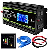Novopal 2000 Watt Pure Sine Wave Power Inverter 12V DC to 110V/120V AC Converter- 4 AC Outlets Car Inverter with 1 USB Port-Remote Control and LCD Display Dual Cooling Fans Inverter