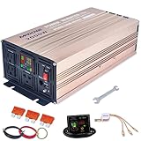MWXNE 2000 Watts Power Inverters, 12V DC to 110V AC Pure Sine Wave Car Power Adapter with LCD Display, Remote Control, 3 Outlets and Dual 2.4A USB Charging Ports