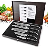 5 Piece Knife Set with Wooden Box, Professional Kitchen Chef’s Knives, Chef Knife Set, Rust-proof For Home and Restaurant Use，Easy to clean