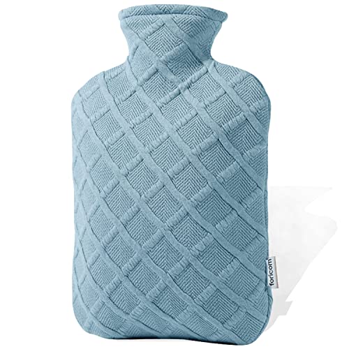 FORICOM Hot Water Bottle with Soft Cover 2.0L Large Classic BPA Free Hot Water Bag for Neck, Shoulder Pain and Hand Feet Warmer, Menstrual Cramps, Hot Compress and Cold Therapy(Sky Blue)