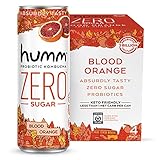 Humm Probiotic Kombucha Zero Sugar Blood Orange - No Refrigeration Needed, Keto-Friendly, Organic, Vegan, Gluten-Free - 11oz Cans (4 Pack)