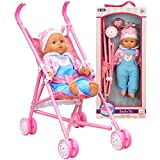 My First Baby Doll Stroller, Soft Body 16 Inch Baby Doll Included Fun Play Combo Set for Babies Infants Toddlers Girls Kids