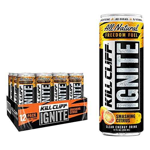 Kill Cliff Ignite Smashing Citrus Clean Energy Drink Natural Caffeine from Green Tea, Electrolytes, No Sugar, Nothing Artificial, KETO Friendly - 12 Cans
