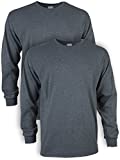 Gildan mens Ultra Cotton Long Sleeve T-shirt, Style G2400, Multipack T Shirt, Dark Heather (2-pack), XX-Large US