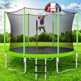 Merax 10FT Trampoline with Safety Enclosure Net, Basketball Hoop and Ladder - 660LB ASTM BV Certificated – Basketball Trampoline