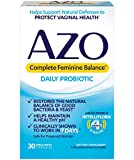 AZO Complete Feminine Balance Daily Probiotics for Women, Clinically Proven to Help Protect Vaginal Health, Helps balance pH and yeast, Non-GMO, 30 Count