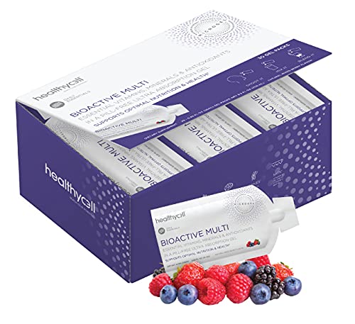 Healthycell Bioactive Multi | Liquid Gel Essential Multivitamin for Women, Men | Supports Brain, Heart, Immunity, Energy, Skin | Vitamin D3, B12, A, E, K, C, B Vitamins | MICROGEL™