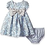 Bonnie Jean baby girls Short Sleeve Jacquard Party Special Occasion Dress, Blue, 3-6 Months US