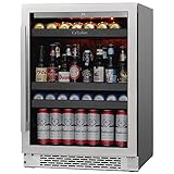 Ca'Lefort Beverage Refrigerator, 24 Inch Wide 220 Cans Beverage Cooler, Refrigerator with Touch Control Intelligent Digital Down To 34°F Degrees Perfect Beverage Organizer Beer Mini Fridge Upgrade Compressor Low Noise Built in or Freestanding Drink Cellars for Home Office Bar Gym