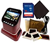 Wolverine F2D Saturn Digital Film & Slide Scanner - Converts 120 Medium Format, 127 Film, Microfiche, 35mm Negatives & Slides to Digital - 4.3' LCD, 16GB SD Card, Z-Cloth & HDMI Cable Included (Red)
